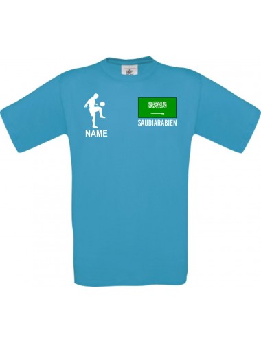 Männer-Shirt Fussballshirt Saudiarabien mit Ihrem Wunschnamen bedruckt, türkis, L