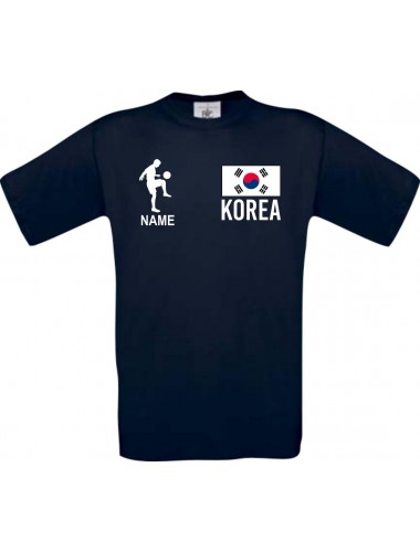 Kinder-Shirt Fussballshirt Korea mit Ihrem Wunschnamen bedruckt, blau, 104
