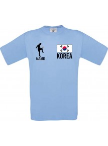 Kinder-Shirt Fussballshirt Korea mit Ihrem Wunschnamen bedruckt, hellblau, 104