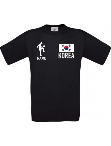 Kinder-Shirt Fussballshirt Korea mit Ihrem Wunschnamen bedruckt, schwarz, 104