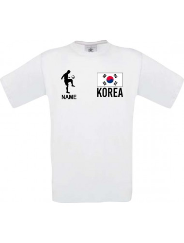 Kinder-Shirt Fussballshirt Korea mit Ihrem Wunschnamen bedruckt, weiss, 104