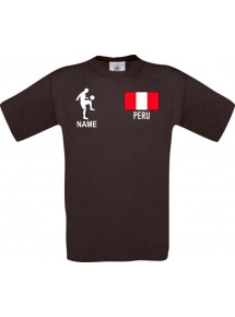 Männer-Shirt Fussballshirt Peru mit Ihrem Wunschnamen bedruckt, braun, L