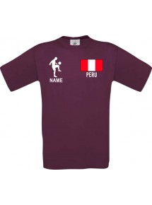 Männer-Shirt Fussballshirt Peru mit Ihrem Wunschnamen bedruckt, burgundy, L