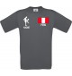 Männer-Shirt Fussballshirt Peru mit Ihrem Wunschnamen bedruckt, grau, L
