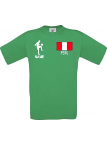 Männer-Shirt Fussballshirt Peru mit Ihrem Wunschnamen bedruckt, kelly, L