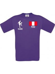 Männer-Shirt Fussballshirt Peru mit Ihrem Wunschnamen bedruckt, lila, L