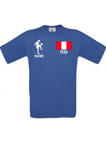 Männer-Shirt Fussballshirt Peru mit Ihrem Wunschnamen bedruckt, royal, L