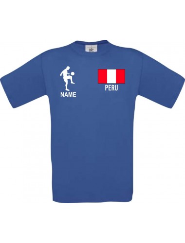 Männer-Shirt Fussballshirt Peru mit Ihrem Wunschnamen bedruckt, royal, L