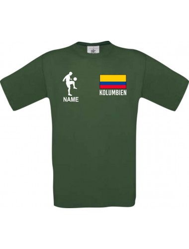 Kinder-Shirt Fussballshirt Kolumbien mit Ihrem Wunschnamen bedruckt, dunkelgruen, 104