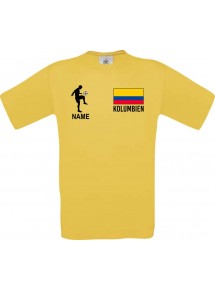 Kinder-Shirt Fussballshirt Kolumbien mit Ihrem Wunschnamen bedruckt, gelb, 104