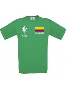 Kinder-Shirt Fussballshirt Kolumbien mit Ihrem Wunschnamen bedruckt, kellygreen, 104