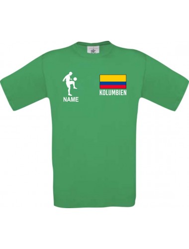 Kinder-Shirt Fussballshirt Kolumbien mit Ihrem Wunschnamen bedruckt, kellygreen, 104