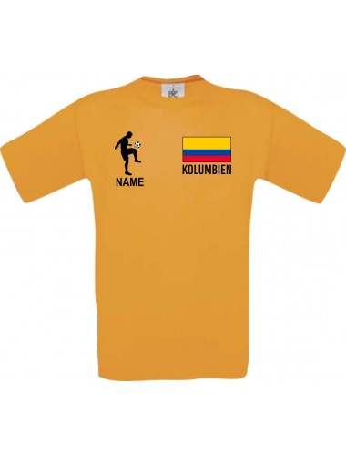 Kinder-Shirt Fussballshirt Kolumbien mit Ihrem Wunschnamen bedruckt, orange, 104