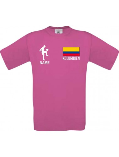 Kinder-Shirt Fussballshirt Kolumbien mit Ihrem Wunschnamen bedruckt, pink, 104