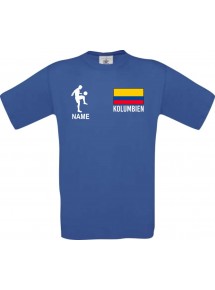 Kinder-Shirt Fussballshirt Kolumbien mit Ihrem Wunschnamen bedruckt, royalblau, 104