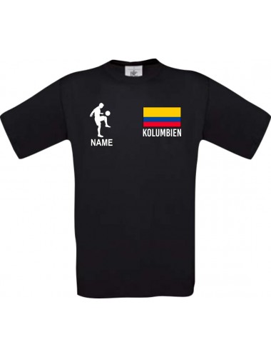 Kinder-Shirt Fussballshirt Kolumbien mit Ihrem Wunschnamen bedruckt, schwarz, 104