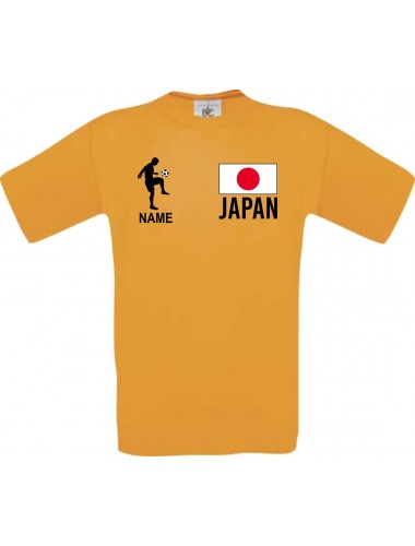 Kinder-Shirt Fussballshirt Japan mit Ihrem Wunschnamen bedruckt, orange, 104