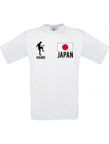 Kinder-Shirt Fussballshirt Japan mit Ihrem Wunschnamen bedruckt, weiss, 104