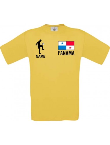 Männer-Shirt Fussballshirt Panama mit Ihrem Wunschnamen bedruckt, gelb, L
