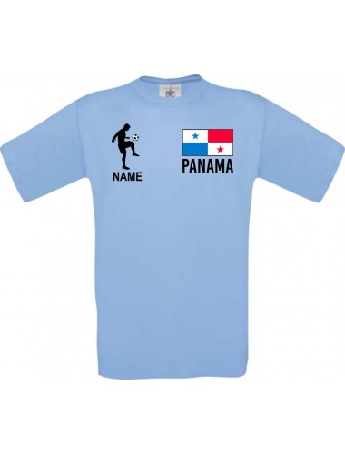 Männer-Shirt Fussballshirt Panama mit Ihrem Wunschnamen bedruckt, hellblau, L
