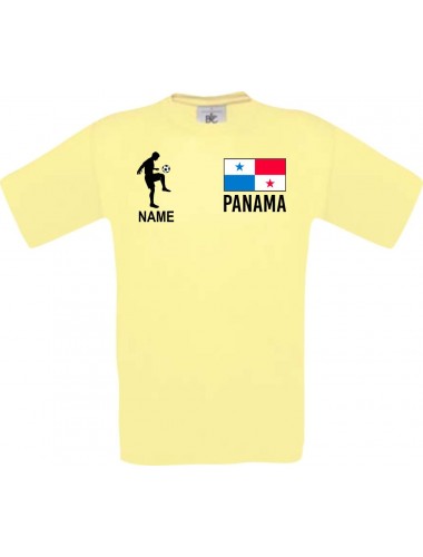 Männer-Shirt Fussballshirt Panama mit Ihrem Wunschnamen bedruckt, hellgelb, L