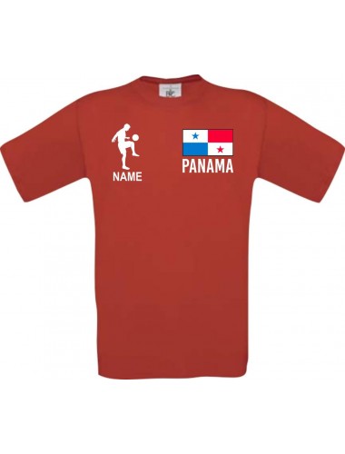 Männer-Shirt Fussballshirt Panama mit Ihrem Wunschnamen bedruckt, rot, L