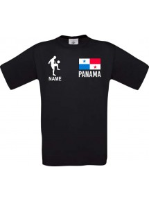 Männer-Shirt Fussballshirt Panama mit Ihrem Wunschnamen bedruckt, schwarz, L