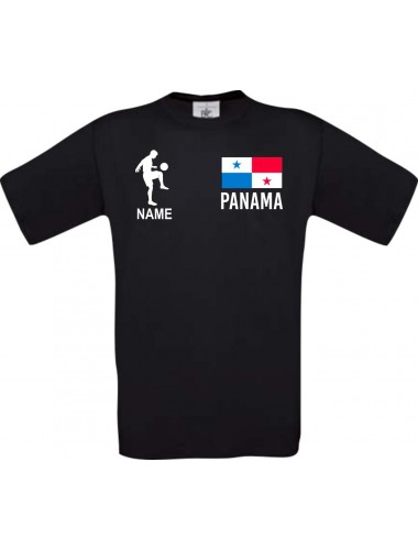 Männer-Shirt Fussballshirt Panama mit Ihrem Wunschnamen bedruckt, schwarz, L