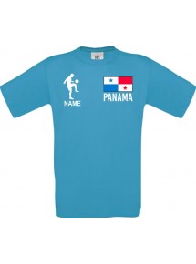 Männer-Shirt Fussballshirt Panama mit Ihrem Wunschnamen bedruckt, türkis, L