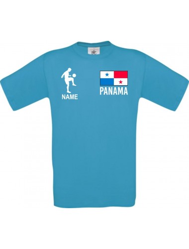Männer-Shirt Fussballshirt Panama mit Ihrem Wunschnamen bedruckt, türkis, L