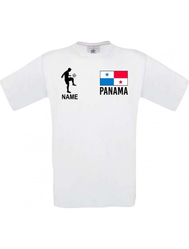 Männer-Shirt Fussballshirt Panama mit Ihrem Wunschnamen bedruckt, weiss, L
