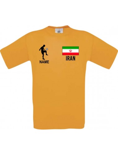 Kinder-Shirt Fussballshirt Iran mit Ihrem Wunschnamen bedruckt, orange, 104