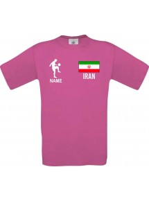 Kinder-Shirt Fussballshirt Iran mit Ihrem Wunschnamen bedruckt, pink, 104