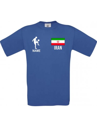 Kinder-Shirt Fussballshirt Iran mit Ihrem Wunschnamen bedruckt, royalblau, 104