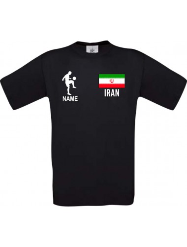 Kinder-Shirt Fussballshirt Iran mit Ihrem Wunschnamen bedruckt, schwarz, 104