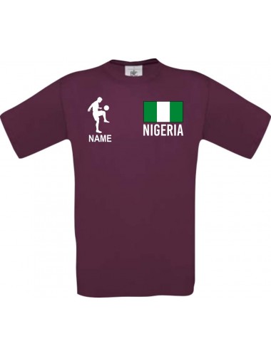 Männer-Shirt Fussballshirt Nigeria mit Ihrem Wunschnamen bedruckt, burgundy, L