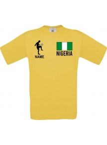 Männer-Shirt Fussballshirt Nigeria mit Ihrem Wunschnamen bedruckt, gelb, L