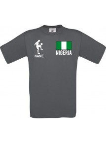 Männer-Shirt Fussballshirt Nigeria mit Ihrem Wunschnamen bedruckt, grau, L