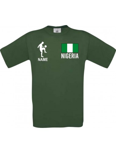 Männer-Shirt Fussballshirt Nigeria mit Ihrem Wunschnamen bedruckt, grün, L
