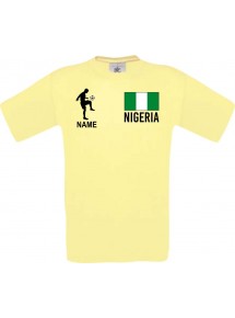 Männer-Shirt Fussballshirt Nigeria mit Ihrem Wunschnamen bedruckt, hellgelb, L