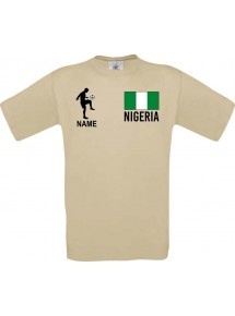 Männer-Shirt Fussballshirt Nigeria mit Ihrem Wunschnamen bedruckt, khaki, L