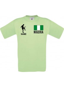 Männer-Shirt Fussballshirt Nigeria mit Ihrem Wunschnamen bedruckt, mint, L