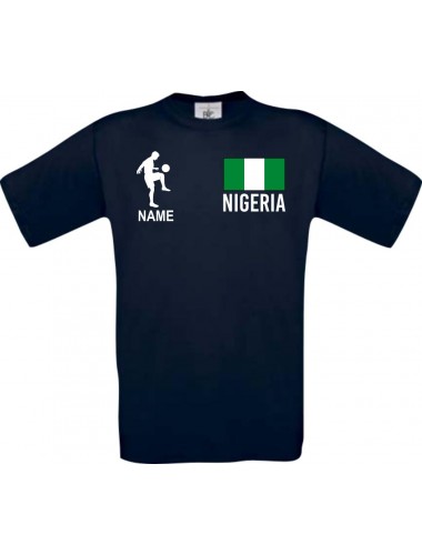Männer-Shirt Fussballshirt Nigeria mit Ihrem Wunschnamen bedruckt, navy, L