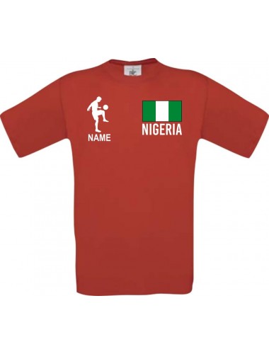 Männer-Shirt Fussballshirt Nigeria mit Ihrem Wunschnamen bedruckt, rot, L