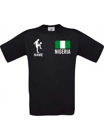 Männer-Shirt Fussballshirt Nigeria mit Ihrem Wunschnamen bedruckt, schwarz, L