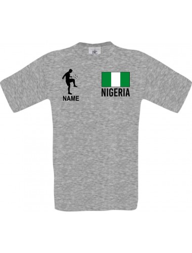 Männer-Shirt Fussballshirt Nigeria mit Ihrem Wunschnamen bedruckt, sportsgrey, L