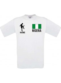 Männer-Shirt Fussballshirt Nigeria mit Ihrem Wunschnamen bedruckt, weiss, L