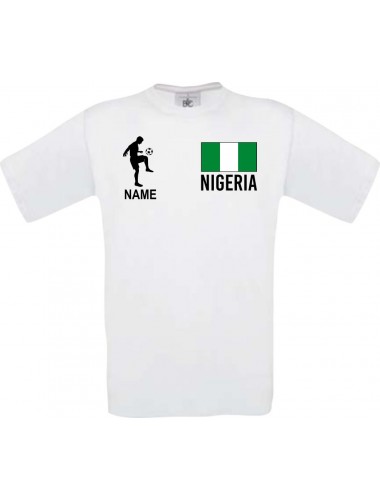 Männer-Shirt Fussballshirt Nigeria mit Ihrem Wunschnamen bedruckt, weiss, L