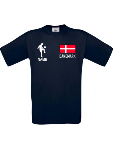 Kinder-Shirt Fussballshirt Dänemark mit Ihrem Wunschnamen bedruckt, blau, 104