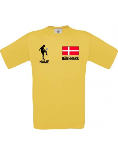 Kinder-Shirt Fussballshirt Dänemark mit Ihrem Wunschnamen bedruckt, gelb, 104